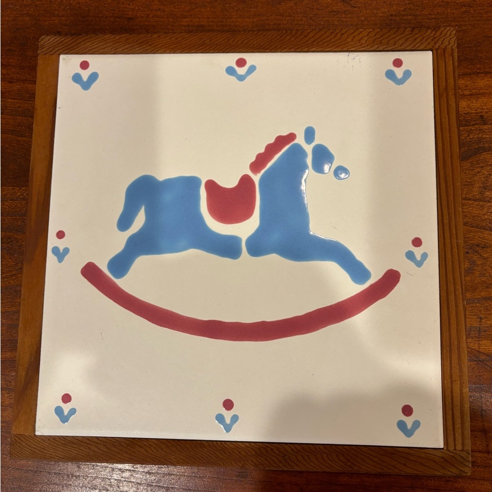 Ceramic vintage rocking horse trivet